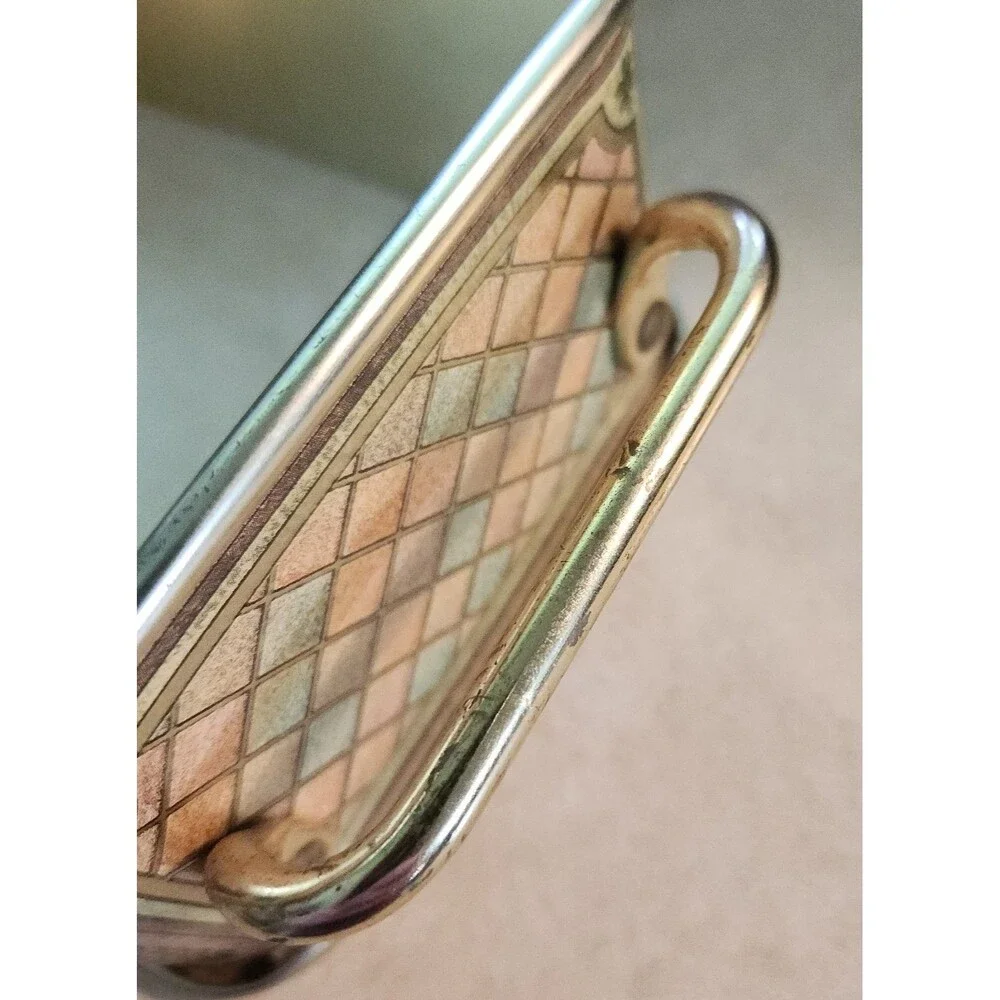 Vintage 80's Pyrex Amber Glass Loaf Pan  w/ Decorative Metal Carrier #213